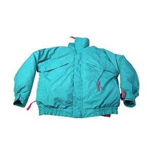 Columbia Whirlibird Mens L Teal purple Reversible Down Ski Snowboard Jacket